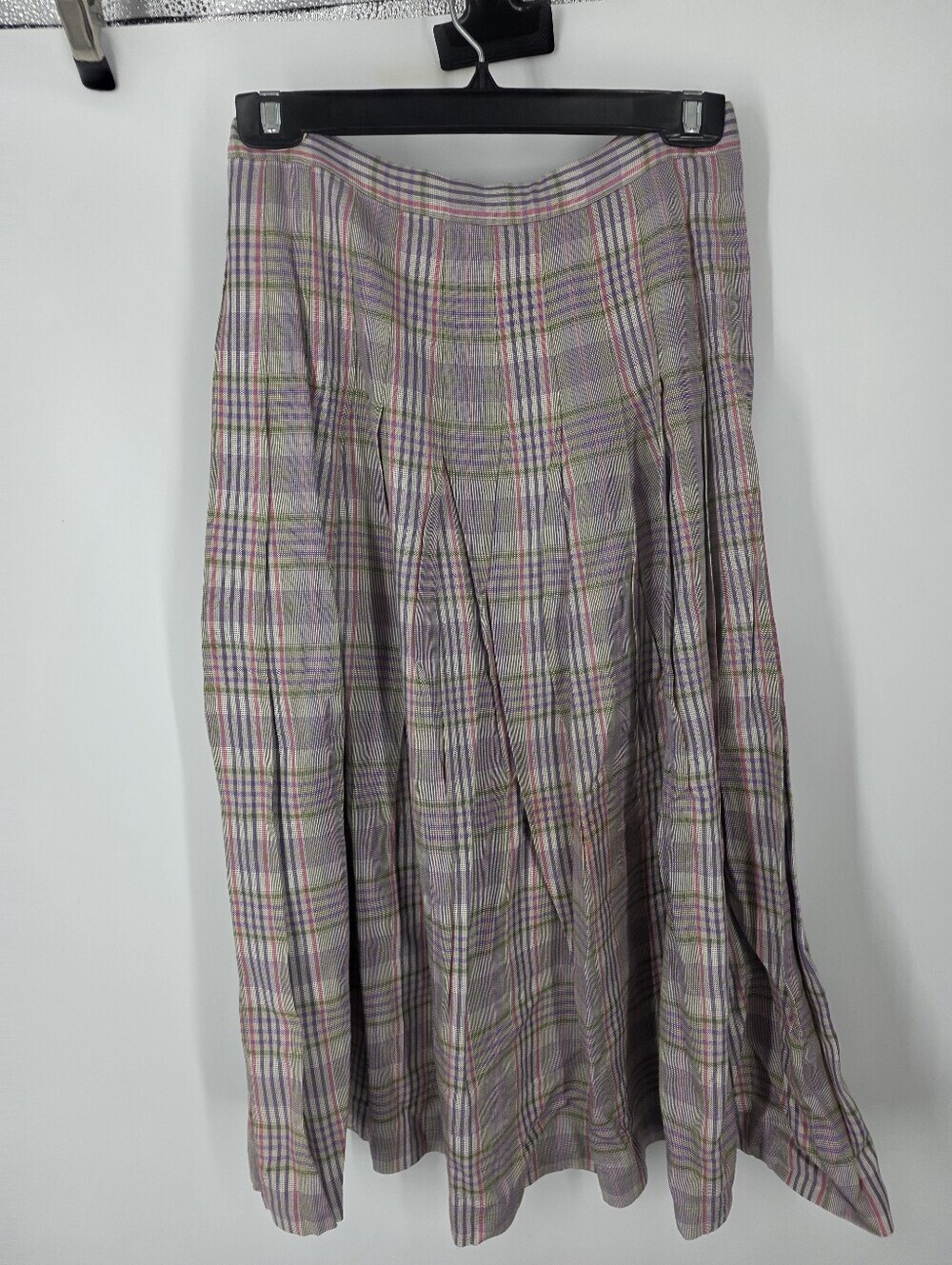 Sophisticates by Pendleton Plaid Pleated Midi Skirt Size 10 Pastel Rayon USA